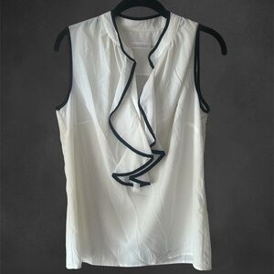 Calvin Klein women’s blouse sized Small white black trim fitted